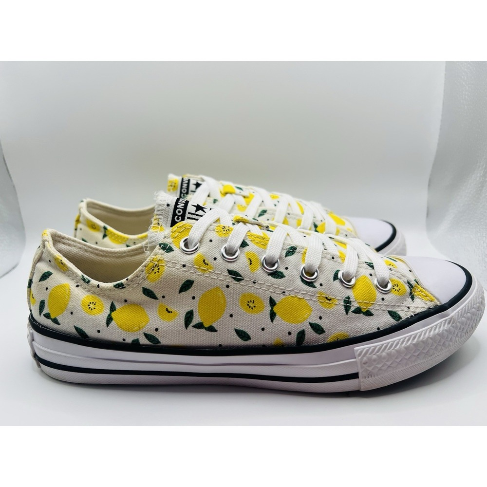 Converse All Star Low Top Lemon Print Canvas Sneakers Youth Shoes US 5 Women 6.5 - Picture 3 of 9